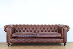 Furniture: TNC 3-Seater Chesterfield Sofa, Genuine Leather