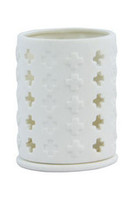 George & Co - Small Cut Out Crosses Candle Holder, White by George & Co