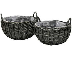 Gift: Harlow Woven Lined Basket - Black 30-34cm