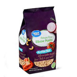 General store operation - mainly grocery: Great Value Gluten Free Organic Brown Rice Elbow Pasta 16oz/454g