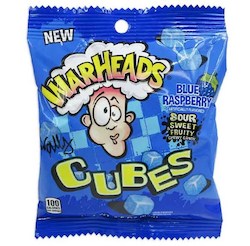 Warheads Chewy Cubes Blue Raspberry Bag 3.5oz/99g
