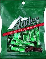 General store operation - mainly grocery: Andes Chocolate Mints bag 3oz/85g