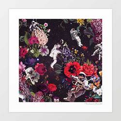 'Flowers and Astronauts' Art Print by Vertigo Artography