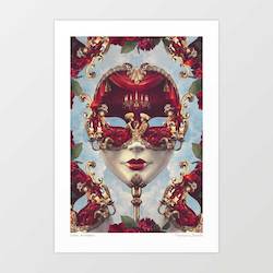 Artist: 'Floral Decadence' Venetian Mask Art Print by Vertigo Artography