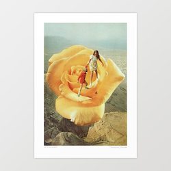 Artist: 'The yellow big rose' Art Print by Vertigo Artography