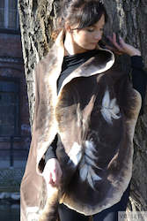 Frontpage: Brown and beige Silk Shawl with merino wool 4309