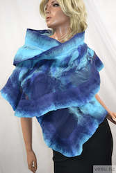 Shawls: Silk shawl with merino wool blue 4196