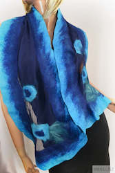 Blue and turquoise scarf merino wool New Zealand 4541