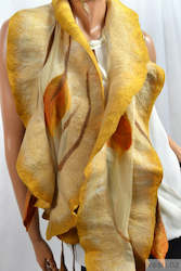 Scarves: Nuno-felted silk scarf, honey and beige 4473