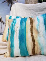 Home Decor: Coastal design at home, handmade Pillow Cover with natural silk & merino wool, ocean cushion, beach house decor