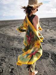 Shawl in Autumn shades, merino wool and silk in olive, honey yellow, burgundy. I…