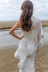 Shawls: A unique bridal cape - exclusive handmade shawl from natural silk and merino wool designed in New Zealand, wearable art very versatile wrap