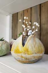 3D vase in yellow color. Unique suculent, cactus planter made of wool. Cozy deco…