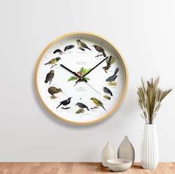 New Zealand Bird Song Clock - LIGHT WOOD FRAME