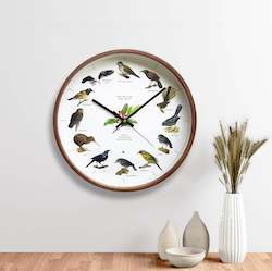 New Zealand Bird Song Clock: New Zealand Bird Song Clock-DARK WOOD FRAME