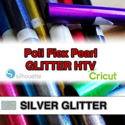 Poli Flex Glitter Htv Iron On: SILVER Glitter Poli Flex HTV Iron-on