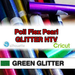 Poli Flex Glitter Htv Iron On: GREEN Glitter Poli Flex HTV Iron-on