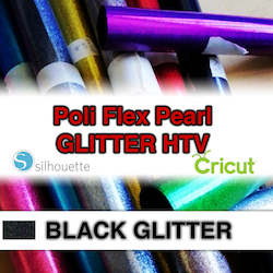 Poli Flex Glitter Htv Iron On: BLACK Glitter Poli Flex HTV Iron-on
