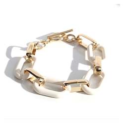 Jewellery: Statement Link Bracelet - White/Gold