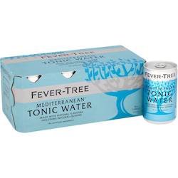 Wine and spirit merchandising: Fever-Tree Mediterranean Tonic water, 8 pack 150ml cans