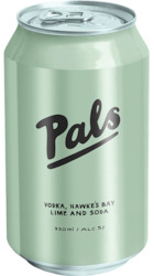 Wine and spirit merchandising: Pals 10 pack cans - vodka, lime and soda
