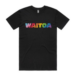 Waitoa Rainbow Tee – Unisex, Black