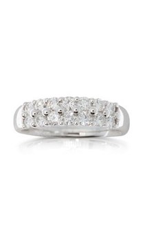 18ct white gold .75ct twin row claw set diamond ring from Walker and Hall Jeweller - Walker & Hall