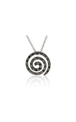9ct white gold .14ct black diamond set Koru necklace from Walker and Hall Jewell…