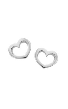 Jewellery: Karen Walker sterling silver Mini heart stud earrings from Walker and Hall Jeweller - Walker & Hall