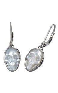 Jewellery: Zoe & Morgan Mother of Pearl Skull earrings - Sterling Silver from Walker and Hall Jeweller - Walker & Hall