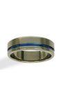 Titanium men's ring with blue stripe from Walker and Hall Jeweller - Walker & Hall