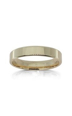 9ct yellow gold 4mm square profile wedding band from Walker and Hall Jeweller - …