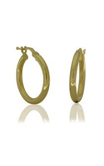 9ct yellow gold round profile hollow hoop earrings - 15mm from Walker and Hall J…