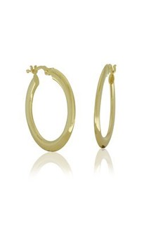 9ct yellow gold flat profile round hollow hoops from Walker and Hall Jeweller - …