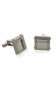Stainless steel square cufflinks from Walker and Hall Jeweller - Walker & Hall