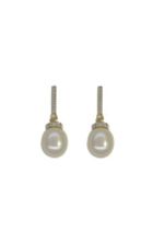 9k yellow gold diamond and pearl bar earrings from Walker and Hall Jeweller - Walker & Hall