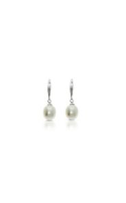 9ct white gold freshwater pearl drop earrings from Walker and Hall Jeweller - Wa…