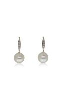 9ct yellow gold pearl & diamond hook earrings from Walker and Hall Jeweller - Walker & Hall