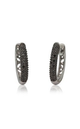 9ct white gold .13ct black diamond hoop earrings from Walker and Hall Jeweller -…