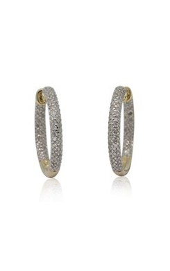 9ct yellow gold .34ct pave set diamond hoops from Walker and Hall Jeweller - Wal…