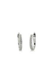 18k white gold .20ct bead set diamond hoops from Walker and Hall Jeweller - Walk…