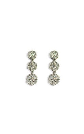 18k white gold diamond flower drop earrings from Walker and Hall Jeweller - Walk…