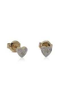 9ct yellow gold diamond heart studs from Walker and Hall Jeweller - Walker & Hall