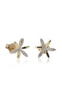 9ct yellow gold .02ct diamond flower studs from Walker and Hall Jeweller - Walker & Hall