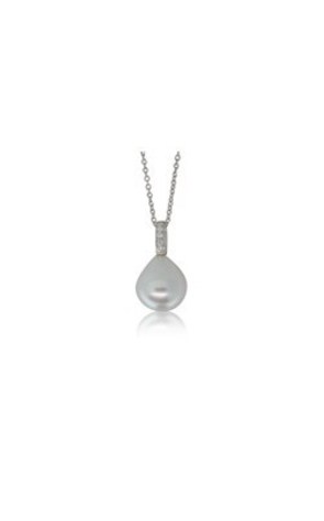 18ct white gold diamond and cultured south sea pearl necklace from Walker and Ha…