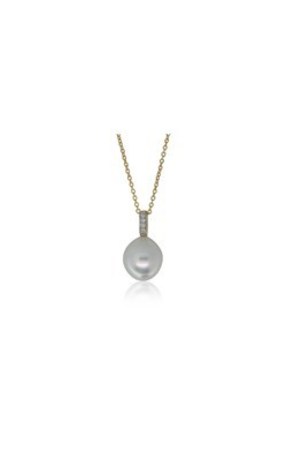 18ct yellow gold diamond and cultured south sea pearl necklace from Walker and H…