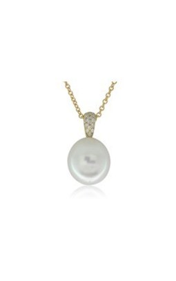 9ct yellow gold South Sea pearl and .10ct diamond pendant from Walker and Hall Jeweller - Walker & Hall