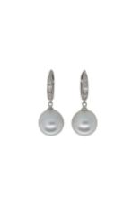 18ct white gold South Sea pearl and diamond drop earrrings from Walker and Hall Jeweller - Walker & Hall