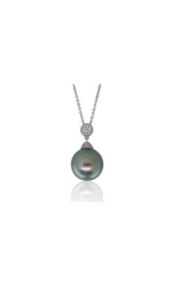 18ct white gold diamond and cultured black pearl necklace from Walker and Hall Jeweller - Walker & Hall