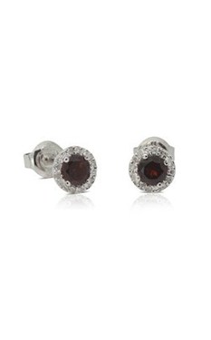 9ct white gold .05ct diamond and garnet studs from Walker and Hall Jeweller - Walker & Hall